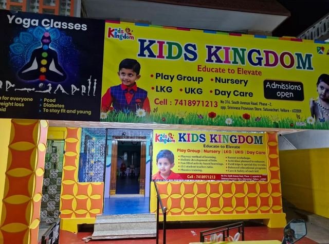 Kids Kingdom Playschool building exterior in Sathuvachari, Vellore