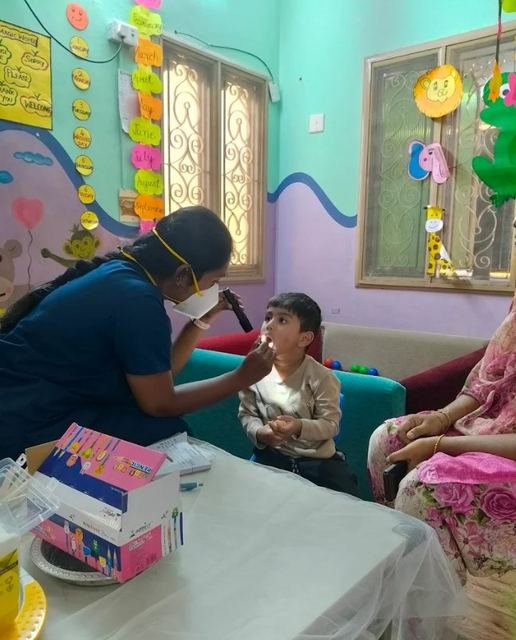 Caring health check-up for a child at Kids Kingdom Daycare
